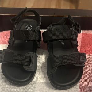 Cat & Jack Black Adjustable Hook-and-Loop Kids Sandals